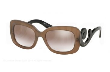 Image of Prada PR27OS Sunglasses UBU4O0-54 - Dark Brown Mat Trasp Frame, Gradient Brown Mirror Silver Lenses