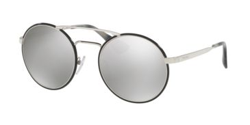 Image of Prada PR51SS Sunglasses 1AB2B0-54 - Silver / Black Frame, Light Grey Mirror Silver Lenses
