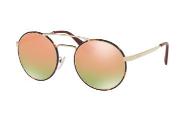 Image of Prada PR51SS Sunglasses 2AU5L2-54 - Pale Gold/dark Havana Frame, Grey Mirror Rose Gold Lenses