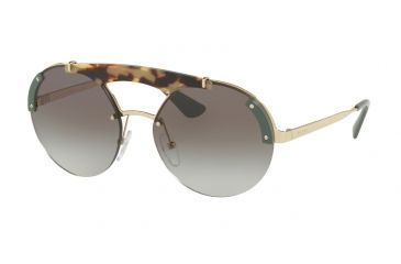 Image of Prada PR52US Progressive Prescription Sunglasses PR52US-SZ60A7-37 - Lens Diameter 137 mm, Lens Diameter 37 mm, Frame Color Pale Gold/medium Havana/green