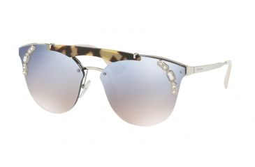 Image of Prada PR53US Single Vision Prescription Sunglasses PR53US-23C5R0-42 - Lens Diameter 42 mm, Frame Color Silver/medium Havana