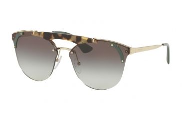 Image of Prada PR53US Single Vision Prescription Sunglasses PR53US-SZ60A7-42 - Lens Diameter 42 mm, Frame Color Pale Gold/medium Havana/green