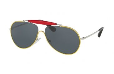 Image of Prada PR56SS Sunglasses UFR2K1-59 - Top Yellow/silver Frame, Dark Blue Lenses