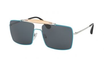 Image of Prada PR57SS Sunglasses UFQ2K1-58 - Top Azure/silver Frame, Dark Blue Lenses