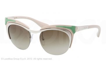 Image of Prada PARALLEL UNIVERSES PR61OS Single Vision Prescription Sunglasses PR61OS-1BC1X1-49 - Lens Diameter 49 mm, Frame Color Silver-green/brown
