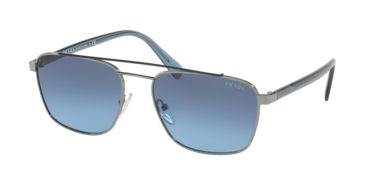 Image of Prada PR61US Sunglasses SWW251-59 - Blue/Silver Frame, Blue Gradient Grey Lenses