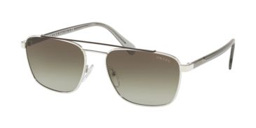 Image of Prada PR61US Sunglasses Y7B5O2-59 - Brown / Silver Frame, Green Gradient Lenses