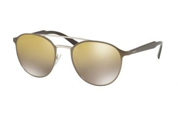 Image of Prada PR62TS Sunglasses VIX6O0-54 - Matte Light Brown/silver Frame, Lt Brown Mirror Gold Gradient Lenses