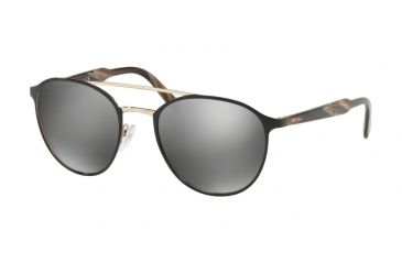 Image of Prada PR62TS Sunglasses 1AB7W1-54 - Black/pale Gold Frame, Grey Mirror Silver Lenses
