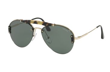 Image of Prada PR62US Sunglasses 09R254-32 - Medium Havana/Pale Gold Frame, Light Green Lenses