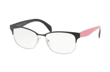 Image of Prada PR65RV Single Vision Prescription Eyeglasses 1BO1O1-53 - Matte Black/Silver Frame