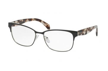 Image of Prada PR65RV Single Vision Prescription Eyeglasses 7AX1O1-55 - Black/Silver Frame