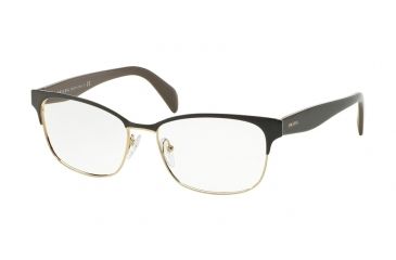Image of Prada PR65RV Single Vision Prescription Eyeglasses DHO1O1-53 - Brown On Pale Gold Frame