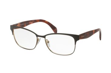 Image of Prada PR65RV Single Vision Prescription Eyeglasses UE01O1-55 - Brown/Pale Gold Frame