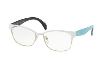 Image of Prada PR65RV Single Vision Prescription Eyeglasses VIC1O1-53 - Matte White/pale Gold Frame