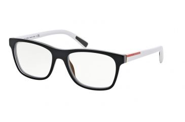 Image of Prada PS01FV Progressive Prescription Eyeglasses TIN1O1-55 - Top Black/white/brown Frame