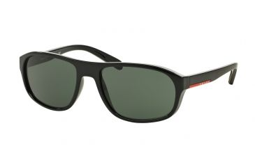 Image of Prada PS01RS Sunglasses 1AB3O1-58 - Black Frame, Grey Green Lenses
