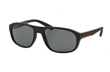 Image of Prada PS01RS Sunglasses DG05Z1-58 - Black Rubber Frame, Polar Grey Lenses