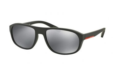 Image of Prada PS01RS Sunglasses TFZ5L0-58 - Grey Rubber Frame, Light Grey Mirror Black Lenses