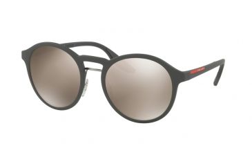 Image of Prada PS01SS Sunglasses TFZ1C0-53 - Grey Rubber Frame, Light Brown Mirror Dark Gold Lenses