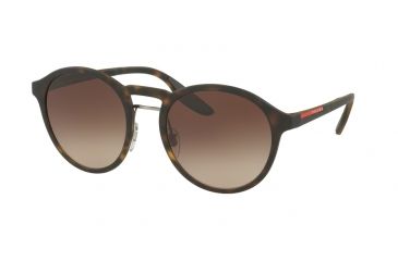 Image of Prada PS01SS Sunglasses U616S1-53 - Havana Rubber Frame, Brown Gradient Lenses