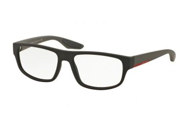 Image of Prada PS03GV Single Vision Prescription Eyeglasses UB01O1-55 - Brown Rubber Frame