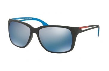 Image of Prada PS03TS Sunglasses 1BO2E0-59 - Matte Black Frame, Polar Dark Grey Mirror Water Lenses