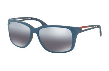 Image of Prada PS03TS Sunglasses B522F2-59 - Matte Blue Frame, Polar Grey Mirror Grad Silver Lenses