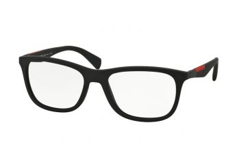 Image of Prada PS04FV Progressive Prescription Eyeglasses DG01O1-55 - Black Rubber Frame