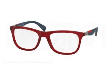 Image of Prada PS04FV Progressive Prescription Eyeglasses TWR1O1-53 - Red Rubber Frame