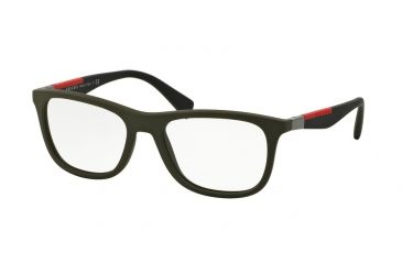 Image of Prada PS04FV Progressive Prescription Eyeglasses UBW1O1-53 - Green Rubber Frame
