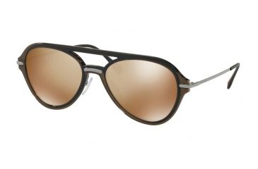 Image of Prada PS04TS Sunglasses 5N9HD0-57 - Brown Frame, Dark Brown Mirror Gold Lenses