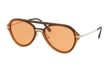 Image of Prada PS04TS Sunglasses FKS1J2-57 - Brown Frame, Dark Orange Lenses