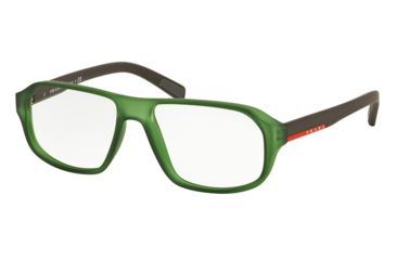 Image of Prada PS05GV Eyeglass Frames UFK1O1-55 - Transparent Green Rubber Frame