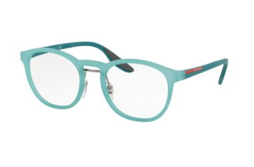 Image of Prada PS05HV Progressive Prescription Eyeglasses VHF1O1-51 - Opal Green Rubber Frame