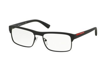 Image of Prada PS06FV Progressive Prescription Eyeglasses DG01O1-54 - Black Rubber Frame