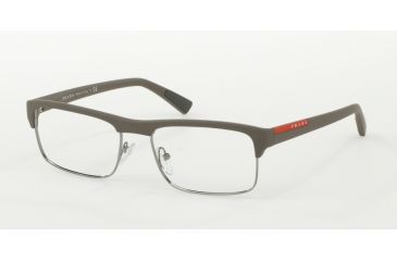 Image of Prada PS06FV Progressive Prescription Eyeglasses UR41O1-54 - Brown Rubber Frame
