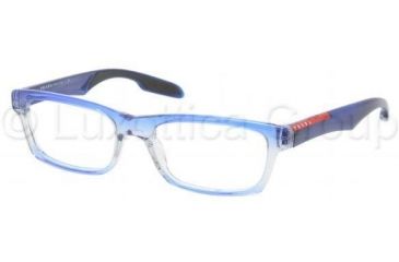 Image of Prada PS07CV Single Vision Prescription Eyeglasses JAT1O1-5518 - Striped Blue Frame