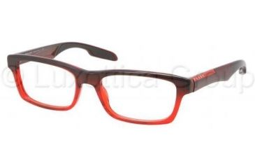 Image of Prada PS07CV Single Vision Prescription Eyeglasses JAV1O1-5518 - Striped Red Frame