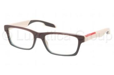 Image of Prada PS07CV Prescription Eyeglasses LAO1O1-5518 - Brown Gradient Green Frame, Demo Lens Lenses