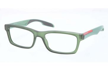 Image of Prada PS07CV Prescription Eyeglasses SMK1O1-55 - Matte Transparent Green Frame