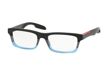 Image of Prada PS07CV Prescription Eyeglasses TWT1O1-55 - Black/Grey/Matte Blue Frame