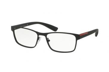 Image of Prada PS50GV Progressive Prescription Eyeglasses DG01O1-55 - Black Rubber Frame