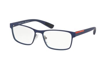 Image of Prada PS50GV Progressive Prescription Eyeglasses, 55mm, Blue Rubber, PS50GV-TFY1O1-55-PRO