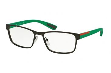 Image of Prada PS50GV Progressive Prescription Eyeglasses UEA1O1-55 - Brown Rubber Frame
