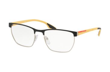 Image of Prada PS50LV Eyeglass Frames DG01O1-53 - Black Rubber/Silver Rubber Frame