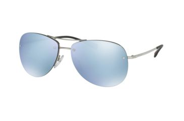 Image of Prada PS50RS Sunglasses 1BC5K2-62 - Silver Frame, Green Mirror Silver Lenses
