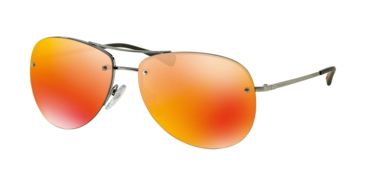 Image of Prada PS50RS Sunglasses 5AV5M0-62 - Gunmetal Frame, Brown Mirror Orange Lenses