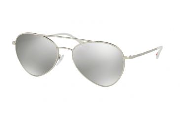Image of Prada PS50SS Sunglasses 1AP2B0-57 - Matte Silver Frame, Light Grey Mirror Silver Lenses