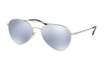Image of Prada PS50SS Sunglasses 1AP5Q0-60 - Matte Silver Frame, Blue Mirror White Lenses